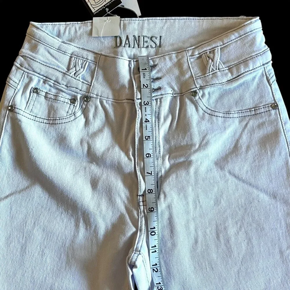 Danesi Jeans Butt Lifter White Denim High Waist Slim Fit Jeans Size 11
